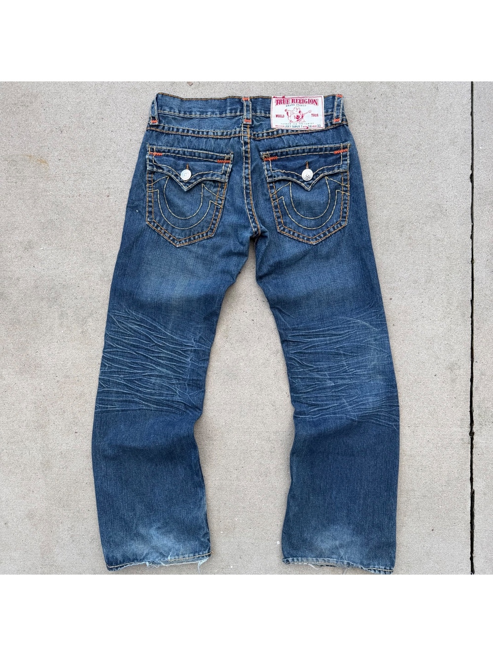 True Religion Joey Super T Mens 34x33 Y2K Bootcut Jeans